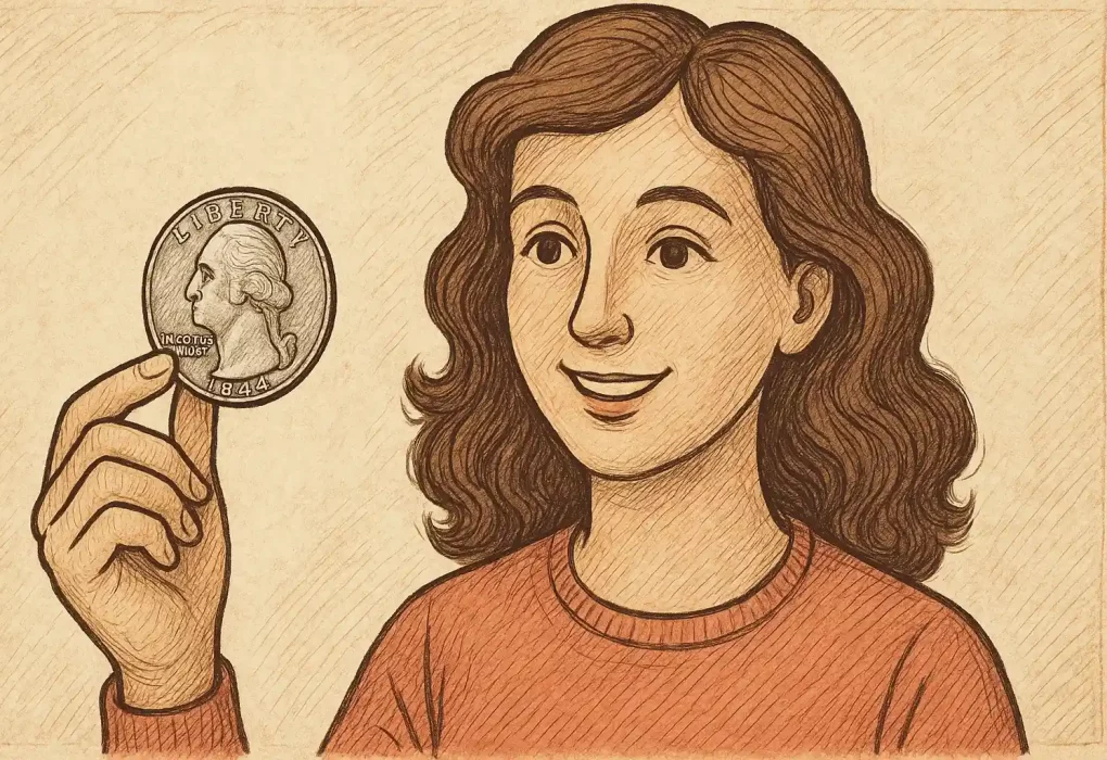 How to Identify Valuable Quarters: Guide for Numismatics Lovers A woman holds a silver quarter in her hand.